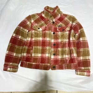 Wrangler Plaid Sherpa Jacket in Red and Brown